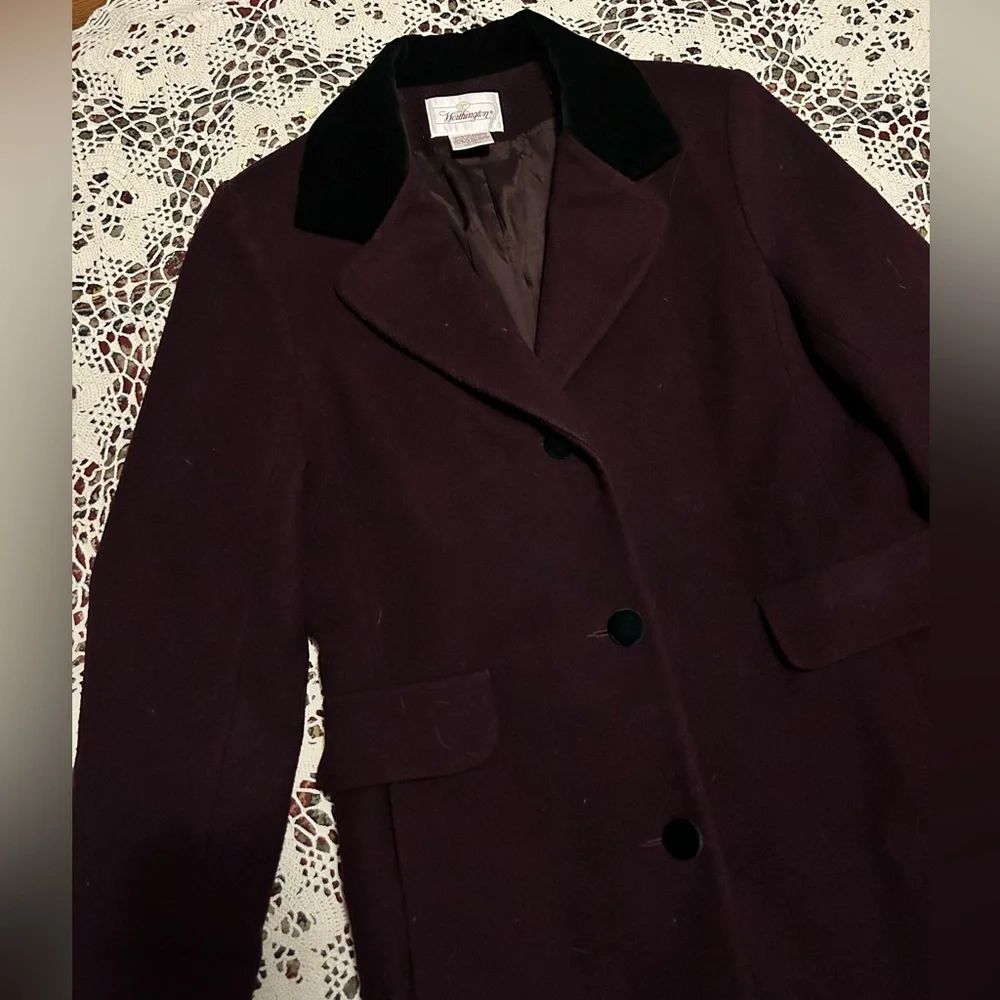 Worthington Dark Burgundy Pea Coat with Black Accents - Picture 1 of 8